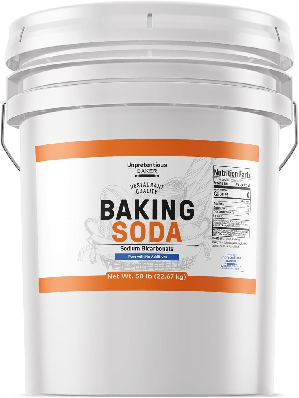 Unpretentious Baker Baking Soda, Cooking, Baking, Cleaning, 5 Gallon Bucket (800 Ounce)