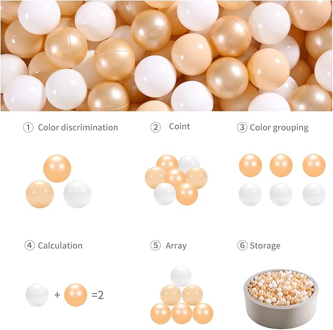 GOGOSO Ball Pit Balls for Toddlers, Brown Plastics Balls for Ball Pool Birhtday Party Girls Kids with Storage Bag, 2.17inches