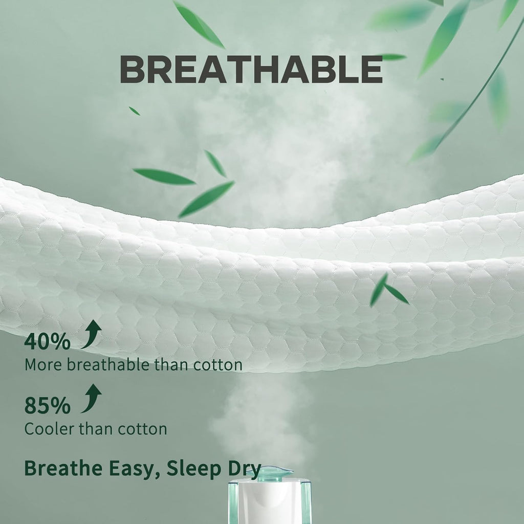 OhGeni 100% Waterproof Mattress Protector, Twin XL Size Mattress Pad, Fits 6"-20" Mattresses with Deep Pocket, Cooling, Breathable Fitted Sheets, Soft Bed Cover, Noiseless, Machine Washable