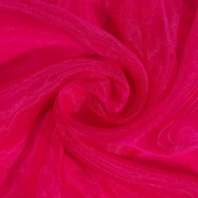 Fynite Sheer Organza Fabric | 10 Yards Long | 44" Wide | Bridal Solid Sheer Organza Bolt for Wedding Dress Fashion Craft Decorations - Hot Pink