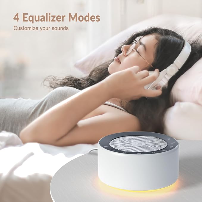 Nursery Lamp with Sound Machine, Mood Lighting, 7 Colors Night Light, 30 Soothing Sounds, White Noises for Baby, Adults. Timer, Plug in, Memory Function, Touch Control