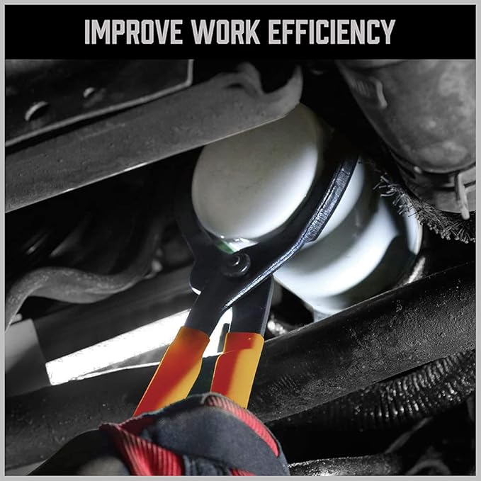 HORUSDY 12" Adjustable Oil Filter Pliers, Adjustable Oil Filter Wrench Removal Tool (Orange)