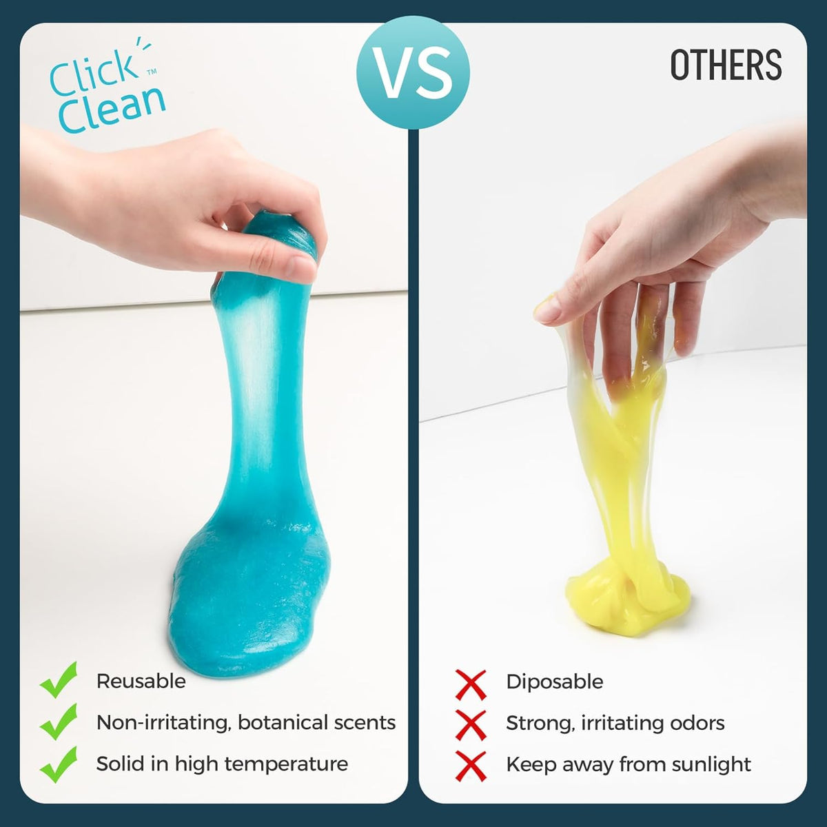 CLICK CLEAN 2Pcs Cleaning Gel for Car, 7oz Car Detailing Tools, Cleaning Putty Gel, Car Interior Cleaner Universal Dust Cleaner for Keyboard, Laptop, Air Vents (Coconut & Bluebell)