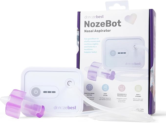 Dr. Noze Best - NozeBot | Electric Baby Nasal Aspirator | Hospital Grade Suction | Nose Sucker and Nasal Vacuum | Safe for Infants and Toddlers (Mild to Severe Congestion - The Original NozeBot)
