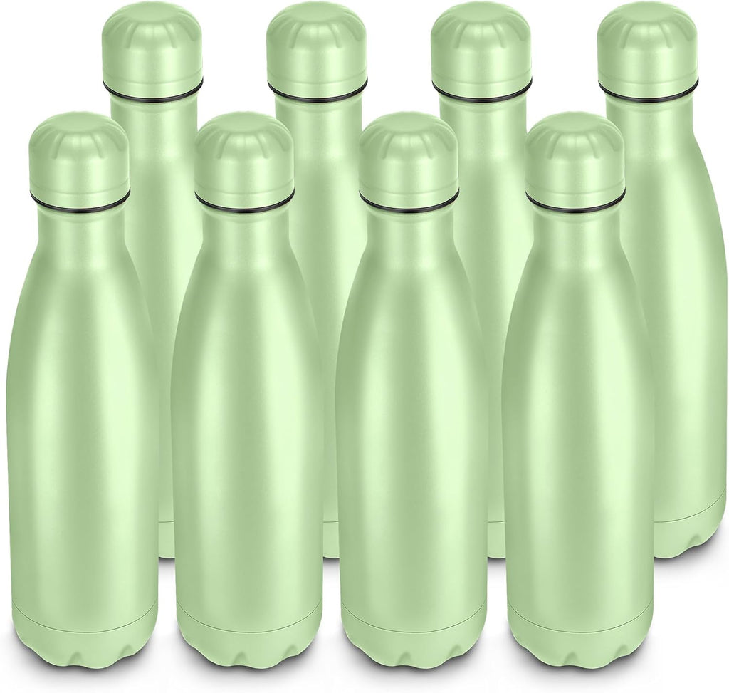17oz Cola-Bottle Shaped Stainless Steel Leak-proof Water Bottle,Double Wall Vacuum Insulated Metal,Travel Mug For Sports Indoors & Outdoors,BPA-Free Kids Flasks,Green(8 Pack)