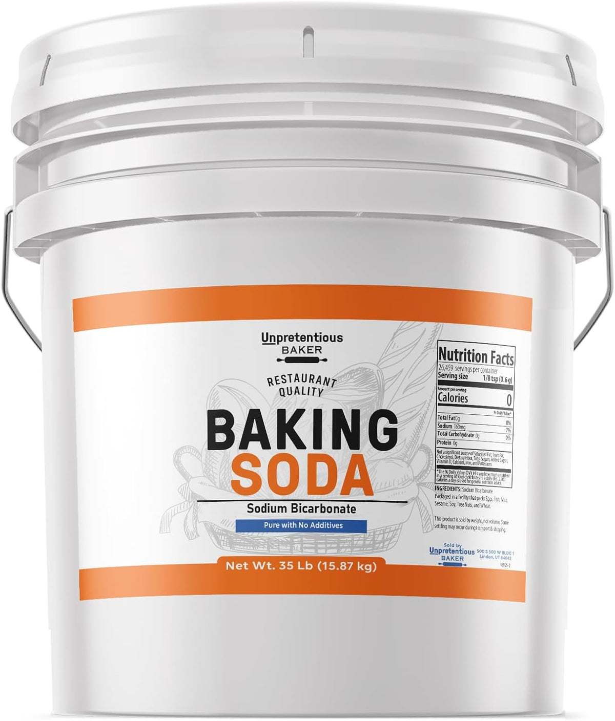 Unpretentious Baker Baking Soda, 35 Pounds, Cooking, Baking, Cleaning & (3.5 Gallon)