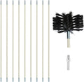12 Feet Stove Pipe Clean Brush Extension Rods Flexible Fireplace Chimney Brush Stove Pipe Brush Rod Rotary Air Duct Dryer Vent Cleaner Rods Flue Brush Chimney Sweep Kit with Brush Head