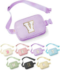 YOOLIFE Birthday Gifts for 4 5 6 7 8 9 10 11 12 13 14 Year Old Girls - Initial Fanny Pack Belt Bag Purse for Girls Teens Daughter Sister Niece, Personalized Trendy Stuff for Teen Girl Kids | Purple V