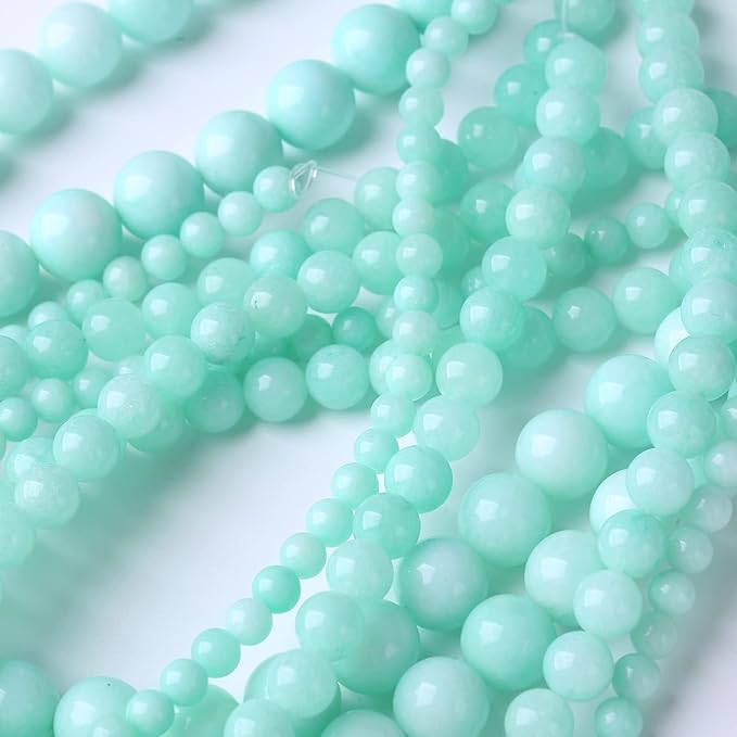 90PCS 4MM Amazonite Blue Jade Natural Gemstone Round Stone Beads for Jewelry Making DIY Energy Stone Healing Power Bracelet 15"