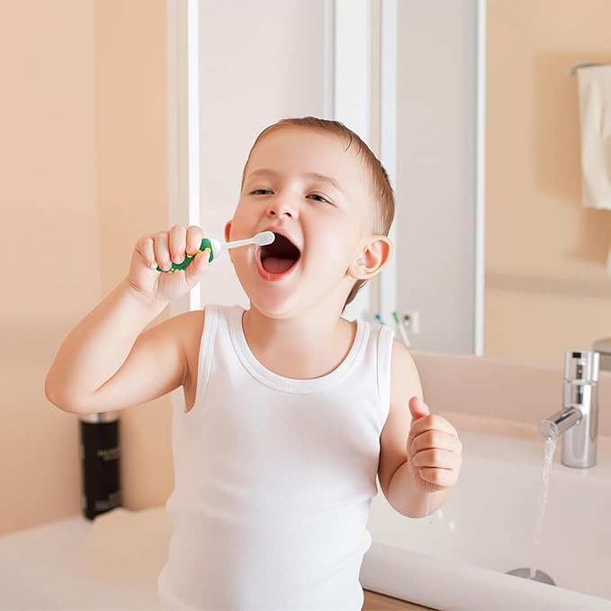 Neverfade Dinosaur Kids Toothbrush - Extra Soft Wide Head Toothbrush Tor Baby, 0.08mm Soft Filament Toddler Toothbrush for Kids 2-4,Make Brushing Fun and Protect Kids Delicate(Yellow)