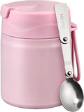 17oz Soup Thermo for Hot Food Kids Insulated Vacuum Food Jar with Stainless Steel Spoon Wide Mouth Thermo Leakproof Lunch Food Container Kids Hot Lunch Box (Pink)