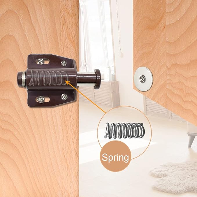 12Pack Magnetic Touch Push to Open Door Latch for Heavy Duty Door Push Release Latch Kitchen Drawer Push Catch Pop Out Latch Kitchen Closet Door Closing (Brown)