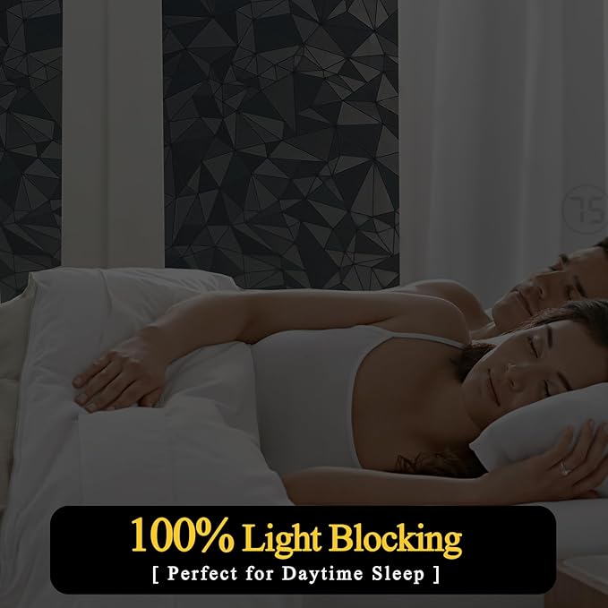 Niviy Blackout Window Privacy Film with Installation Tools Static Cling 100% Light Blocking Room Darkening, Heat Control Removable Window Tint for Home, Black Out Window Cover 23.6" by 118"