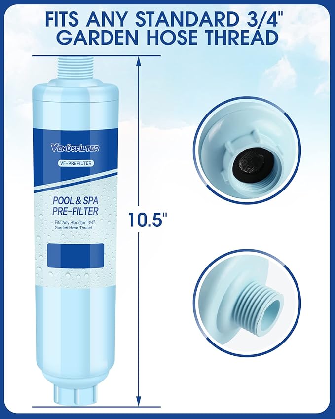 Garden Hose Filter for Filling Hot Tub, Pool, Spa, Greatly Reduces Sediment, Chlorine, Heavy Metals and Odors, Standard 3/4" Garden Hose Thread (1 pack)