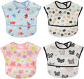Baby bibs Waterproof Toddler bib - Feeding bib with Pocket for Infant Boy Girl Washable 6-36M