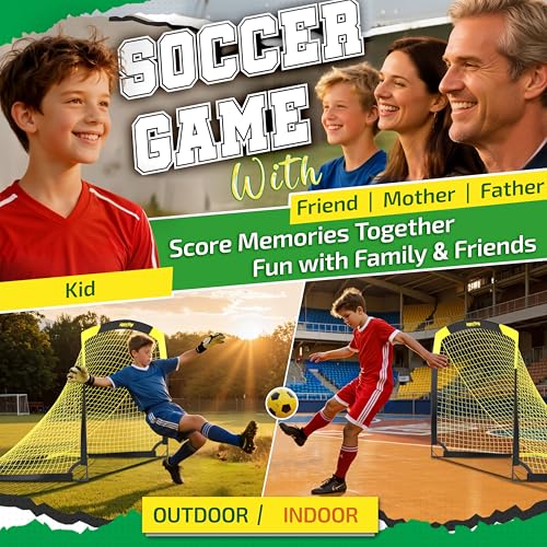Happy Jump 7x5 FT & 5x3.6 FT Portable Soccer Goal for Youth Players Ages 6–14, Large-Frame Design Built for Long-Term Development, Easy Setup for Backyard, Park or School Training - style: Black Yellow-7x5 FT