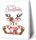 SHLINCO Elk Handprint Keepsake DIY Kit, Baby's First Christmas Keepsake, Winter Decoration, Family Footprint Art for Kids, 7.8x9.8 Inch Canvas, Suitable For Desktop Wall Ornaments