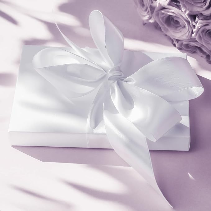 LIUYAXI White Double Faced Satin Ribbon, 1-1/2" X Continuous 50 Yards, Ribbons Perfect for Gift Wrapping Wedding DIY Craft Bow Making & Other Projects