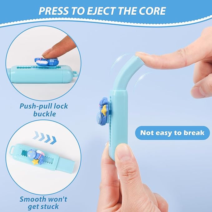 24 Pcs Cute Retractable Eraser for Pencils Cute School Supplies Kawaii Erasers for Kids Fun Cartoon Erasers Back to School Supplies Kid Party Favors Gift (Style 1)