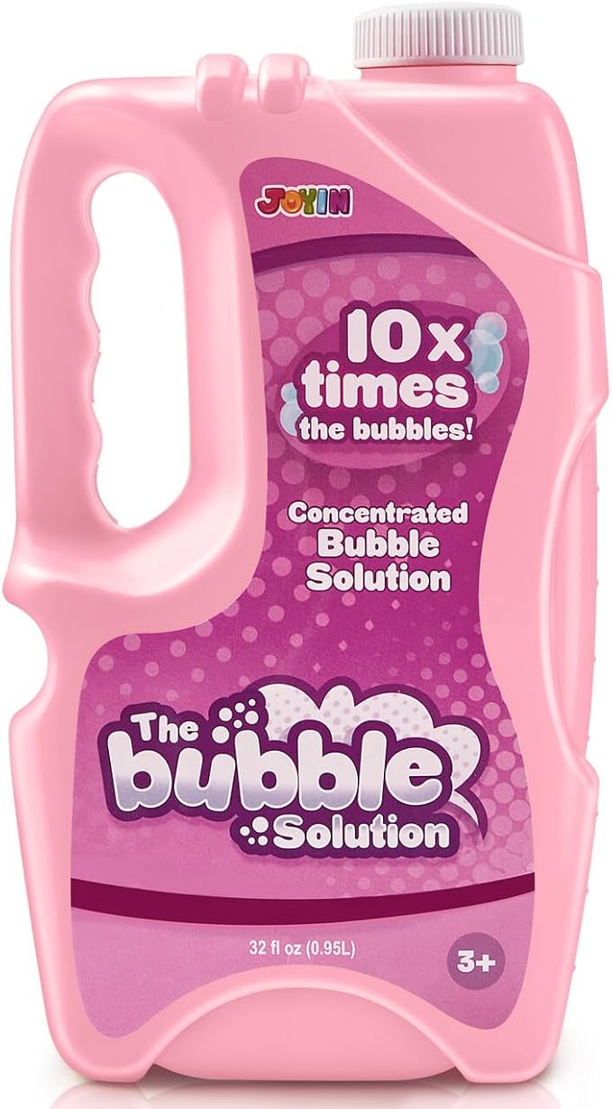 JOYIN 32 oz Bubble Solution Refills (Close to 1L/ 2.5 Gallon), Concentrated Solution for Bubble Machine, Wands, Blower, Easter (Pink)
