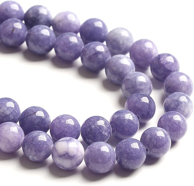 8MM 46PCS Lavender Purple Chalcedony Stone Loose Beads for Jewelry Making DIY Bracelet Necklace