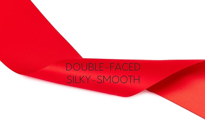 Red Satin Ribbon 2.5 Inch Double-Faced Ribbons 25 Yards for Christmas Gift Wrapping Flower Bouquet Wedding Paper Bows Invitations Crafts