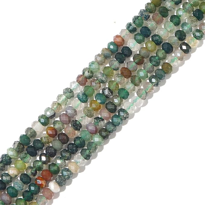 Natural Indian Agate Beads 4x2mm 120pcs Faceted Rondelle Loose Semi Gemstone Beads for Jewelry Making Design