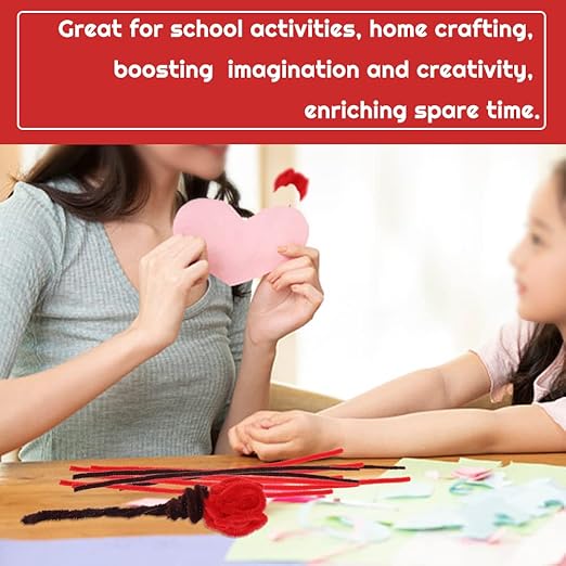 110 Pieces Red Pipe Cleaners - Christmas Chenille Stem for Creative Home Decoration, Arts and Crafts Projects