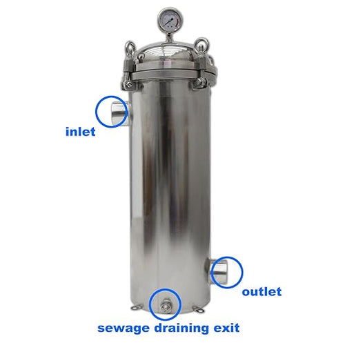 #1 Bag Filter Corrosion-Resistant 304 Stainless Steel Solid-Liquid Separation Tool 145PSI Industrial Sock Filter 1.5" Fnpt in/Out Bag Water Filter