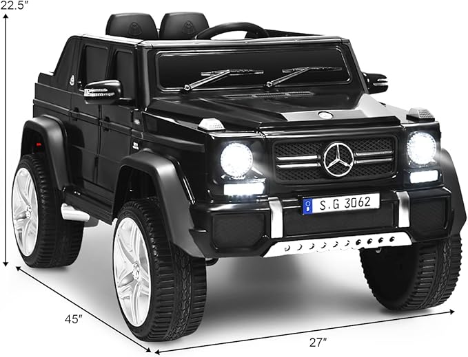 Costzon Ride on Car, Licensed Mercedes-Benz Maybach, 12V Battery Powered Vehicle Toy w/ 2 Motors, Remote Control, 3 Speeds, Lights, Horn, Music, Aux, Storage, Truck, Electric Car for Kids (Black)