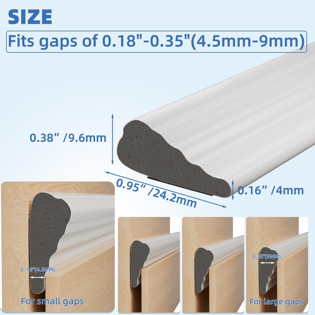 Wedge-Shape Window Weather Stripping Door Frame Seal Strip 3Pcs×196" White,Upgrade Black Foam,Soundproofing,Draft Stopper,Winter Insulation,Noise Blocker, Gap Filler for Exterior Front Door Side