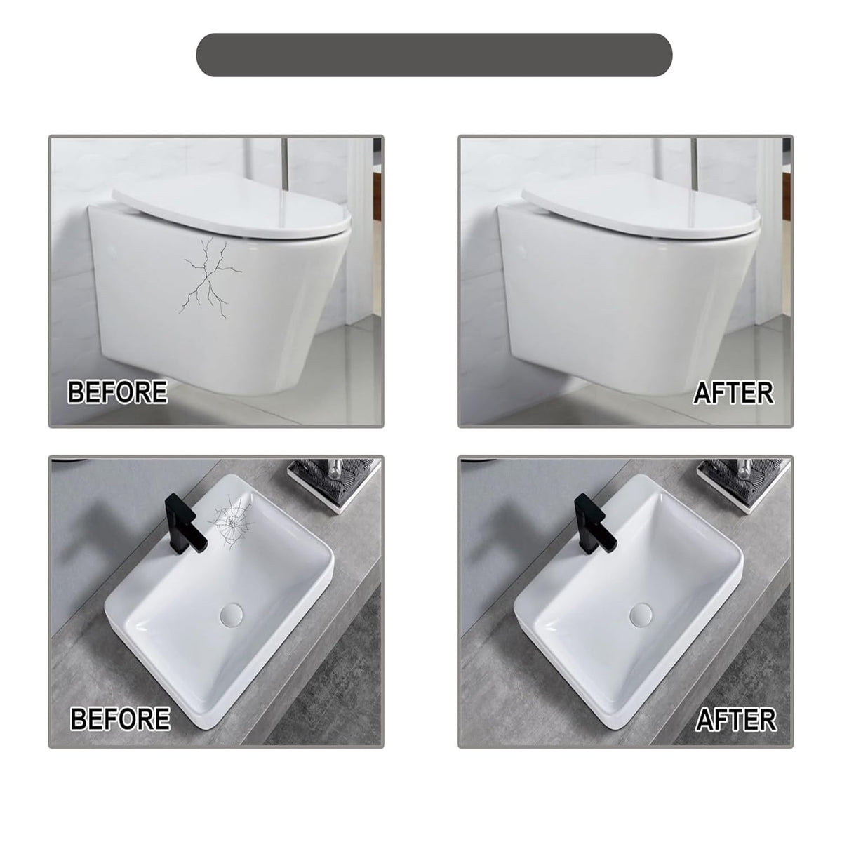 Tile and Ceramic Glaze Repair Paste,Ceramic Tile Crack Repair,Porcelain Sink Repair Kit,Tilegrout Repair,for Bathtub Tilefloors,Sinks, and Toilets (2PC)