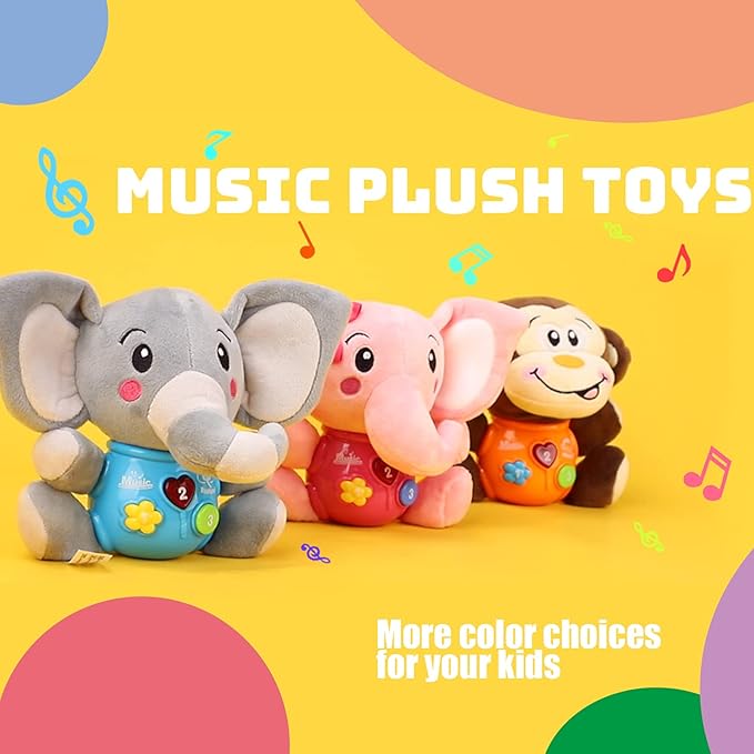 STEAM Life Baby 3-6 Months Boy Gifts Musical Toys Plush Elephant Infant 0-6 6-12 Month Light Up Stuffed Aminal for Newborn Toddler