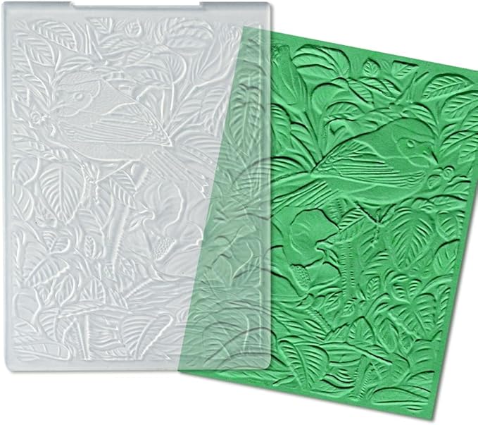 ALIBBON 3D Textured Spring Bird Background Embossing Folders for Card Making, Leaves Background Template Folders for DIY Scrapbooking Paper Craft Photo Album Decorations