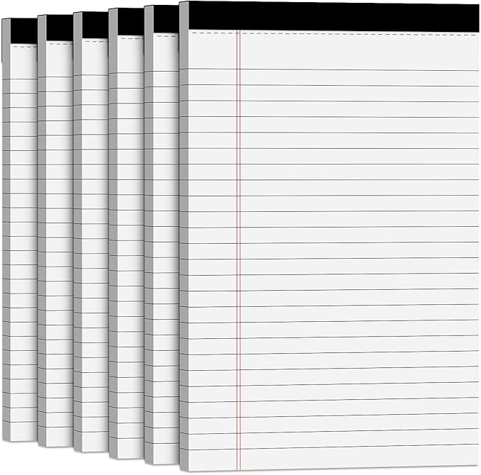 Note Pads 5x8 Small Legal Pads White Notepad, 6 Pack, Narrow Ruled Notepads, Micro Perforated Legal Writing Pads Memo Pad, 30 Sheet/Note Pad, Notebook Paper Tablet for School, Lined Legal Pad 5x8''