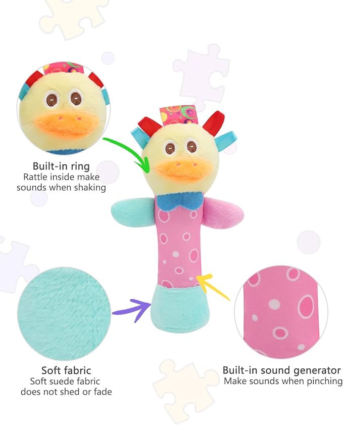 Wrist Rattles Foot Finder Rattle Sock Baby Toy, Rattle Toy, Arm Hand Bracelet Rattle, Feet Leg Ankle Socks, Activity Rattle Present Gift for Newborn Infant Babies Boy Girl Bebe (5 pcs-I)