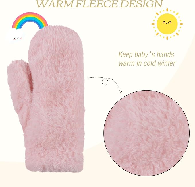 PESAAT Baby Girl Mittens Fleece Toddler Boy Mittens Warm Kids Winter Gloves Unisex Cold Weather Baby Gloves