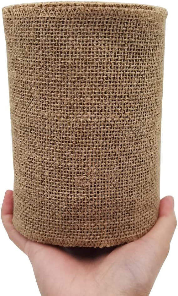 INSPIRELLE 6" Natural Burlap Fabric Roll 10 Yards Jute Ribbon for Gift Wrapping Craft Projects Wedding Decoration Home Decoration 15CM