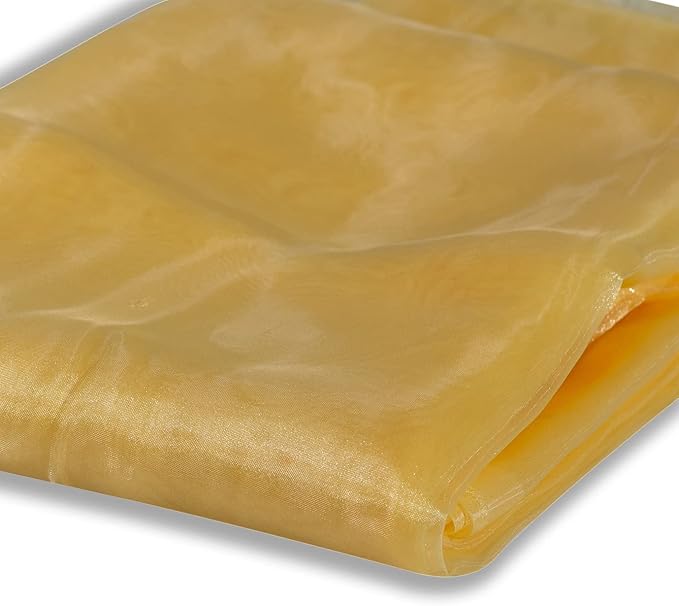 Fynite Organza Fabric - 1 Yard Long, 44" Wide, Bridal Solid Sheer Organza Bolt for Wedding Dress Fashion Craft Decorations - Gold
