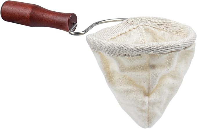 AUEAR, Wooden Handle Coffee Filter Reusable Cafe Flannel Cloth Bag Sock Strainer