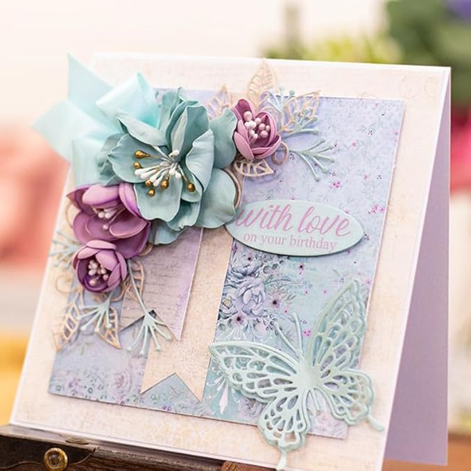 Metal Cutting Dies DIY Embossing Stencil Template Scrapbooking Card Making Mold Photo Album Arts Crafts Tools (A-3 pcs Butterfly 19x6.4cm)
