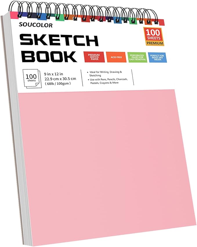 Soucolor 9"x12" Sketch Book 2-Pack: Halloween & Christmas Art Supplies for Kids Ages 5-15, Teens & Adults, Creative Gift Set for Birthdays, School Projects, and All-Season Crafting