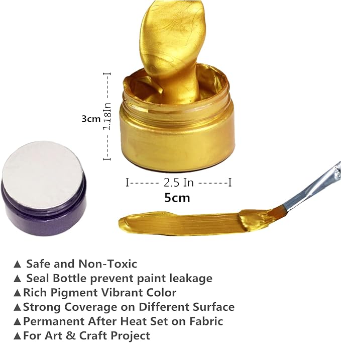 Shimmer Metallic Acrylic Paint Metallic Chalk Paste 1.7oz/50ml Gold, Ideal for Wood/T-Shirts/Glass/Stone, DIY Crafts Projects Glitter Pearlescent Golden Pigment Suitable for Beginners Artists