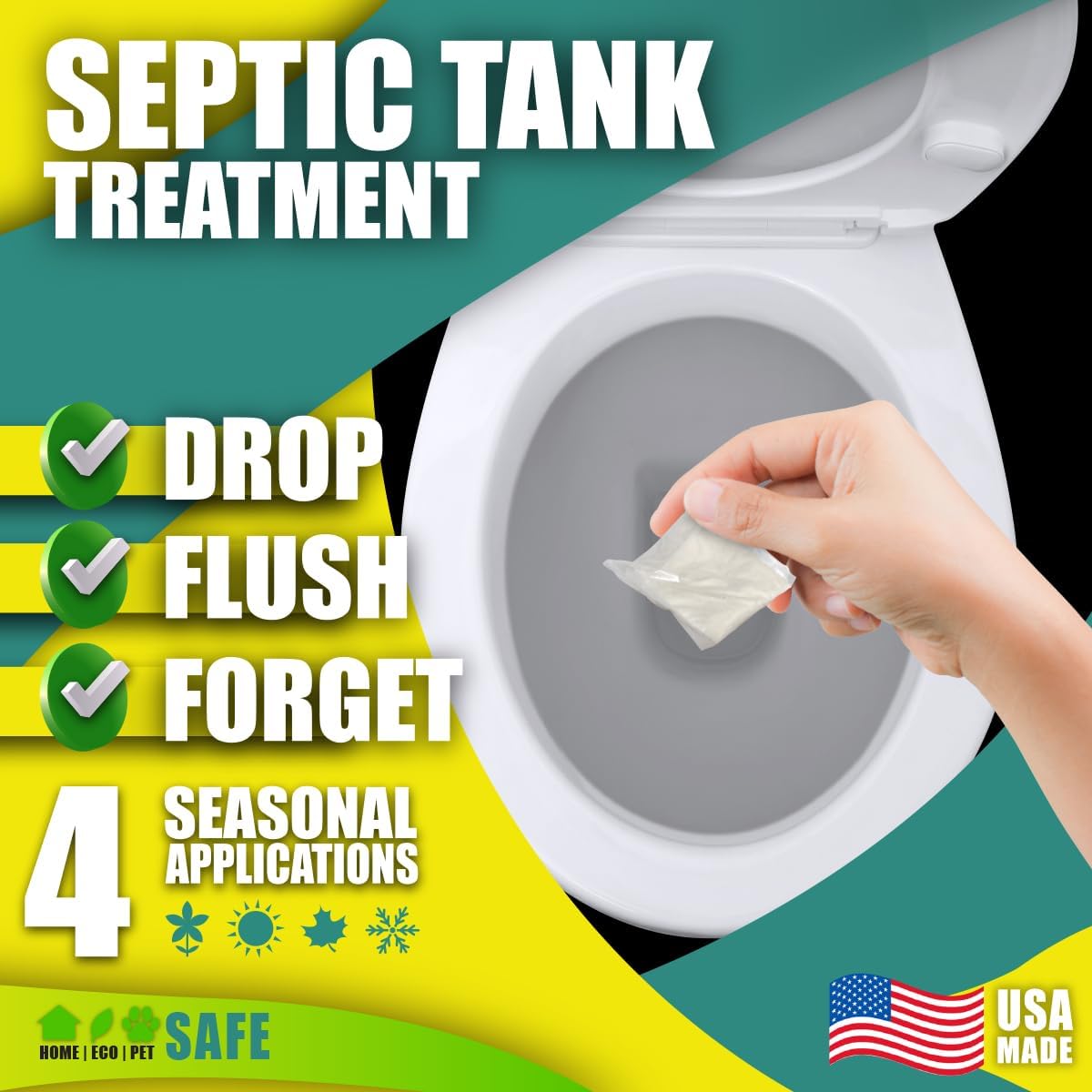 Green Pig 56 Live Septic Tank Treatment 5-Year Supply Ultimate Solution in Preventing Expensive Backups, Clogs, & Drain Field Failures with 20-Easy Drop-In & Flush Pods, 20 Count