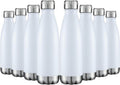 HASLE OUTFITTERS 17oz Stainless Steel Water Bottles Bulk, Vacuum Insulated Water Bottles Double Walled Powder Coated Reusable Metal Sports Water Bottles Keep Drinks Hot and Cold, White, 8Packs