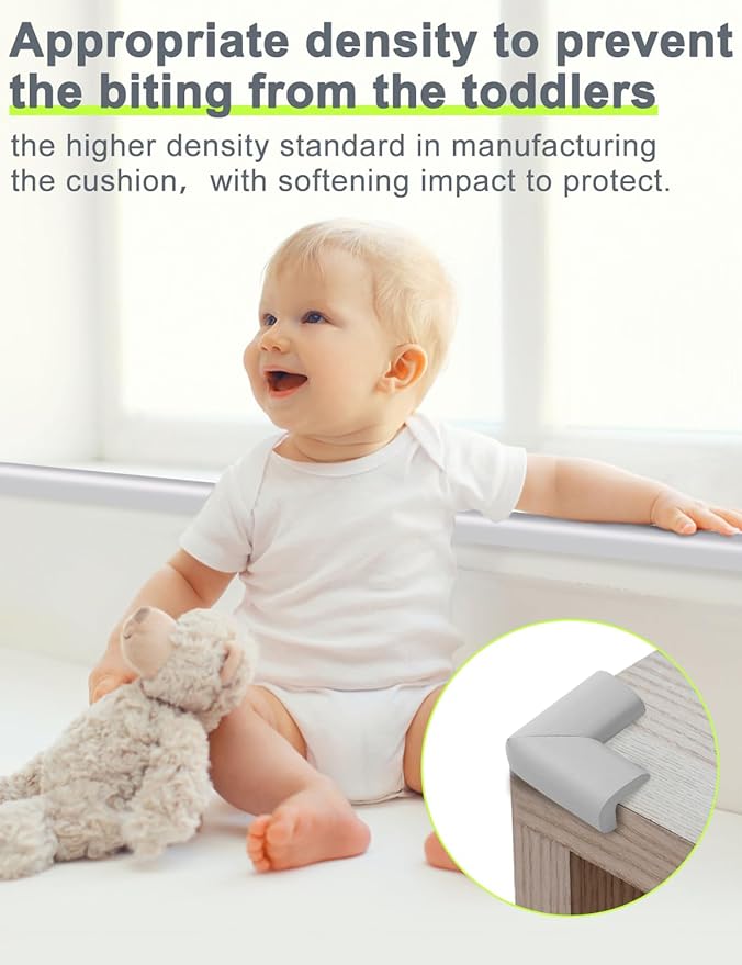 Foam Corner Protector Edge and Corner Guard, with 12.5 feet Length Foam Safety Bumpers, Baby Proofing Safety Table Corner Protectors (White 12.5ft)