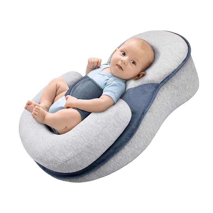 Baby Lounger Pillow, Adjustable Strap Incline Cushion for Breastfeeding & Bottle Time for Tummy Play
