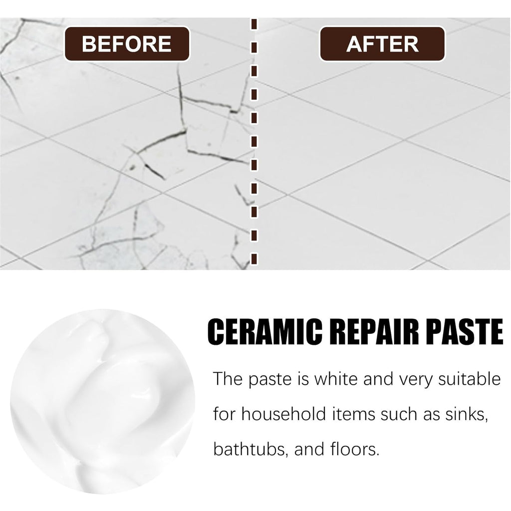 Tile and Ceramic Glaze Repair Paste,Ceramic Tile Crack Repair,Porcelain Sink Repair Kit,Tilegrout Repair,for Bathtub Tilefloors,Sinks, and Toilets (2PC)