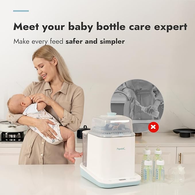 Papablic Bottle Washer Pro, Bottle Washer & Sterilizer & Dryer, 4-in-1 Bottle Washer Sanitizer for Bottles, Pump Parts, & Baby Essentials - Quick & Clean with 60 Detergent Tablets