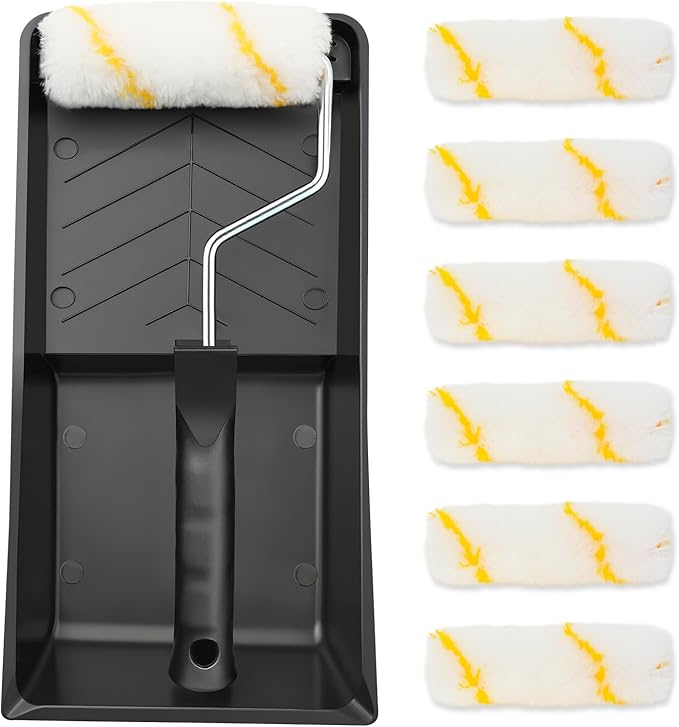 ETERNA Mini Paint Roller Kit, 10 Pieces Paint Supplies for House Painting with Paint Tray, 4 inch Paint Roller Covers&Frame, Perfect for Wall Decorating Home DIY